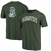 Michigan State Spartans Fanatics Branded Heathered Green Vault Two Hit Arch T-Shirt